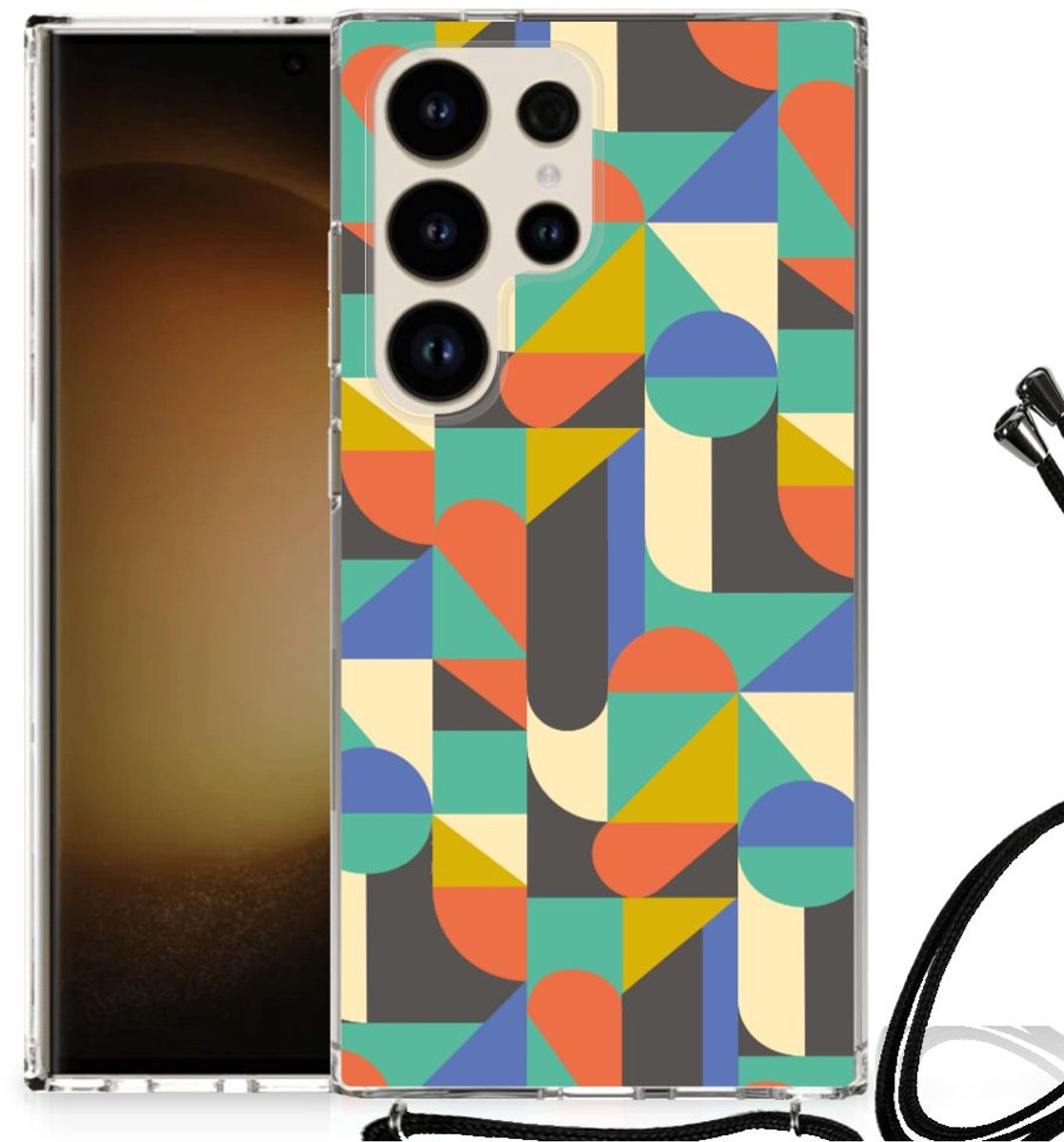 Samsung Galaxy S24 Ultra Doorzichtige Silicone Hoesje Funky Retro