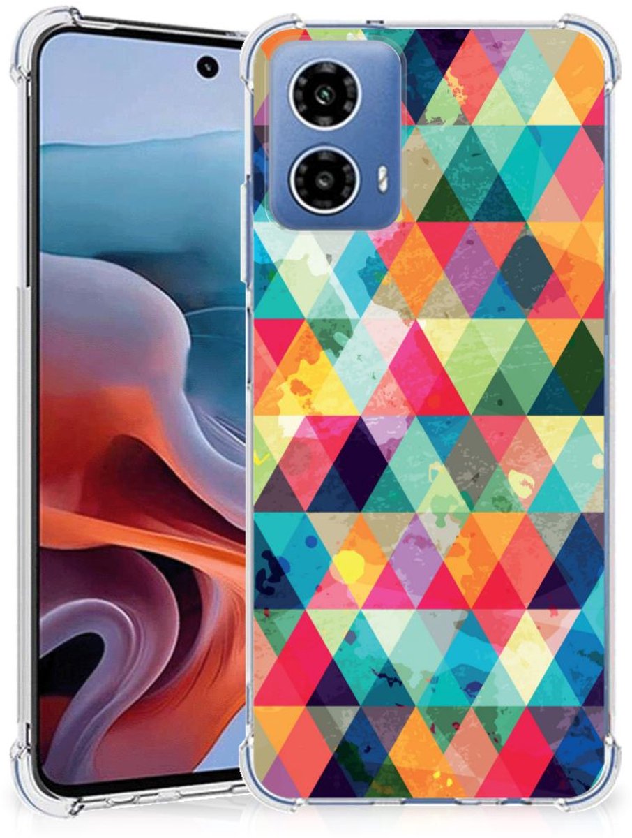 Motorola Moto G34 Doorzichtige Silicone Hoesje Geruit