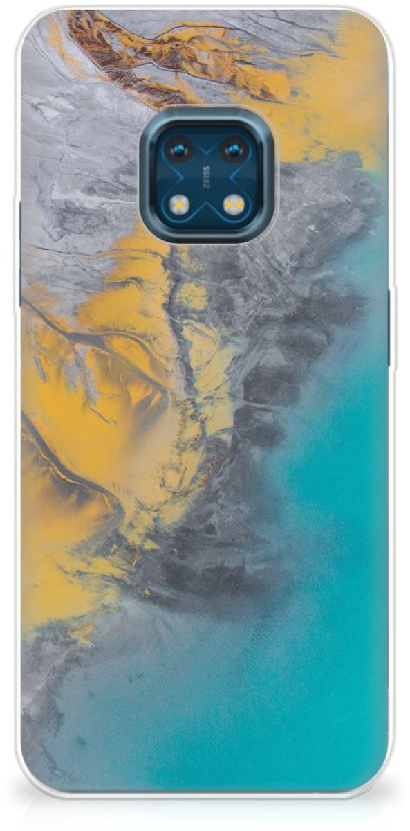 Nokia XR20 TPU Siliconen Hoesje Marble Blue Gold