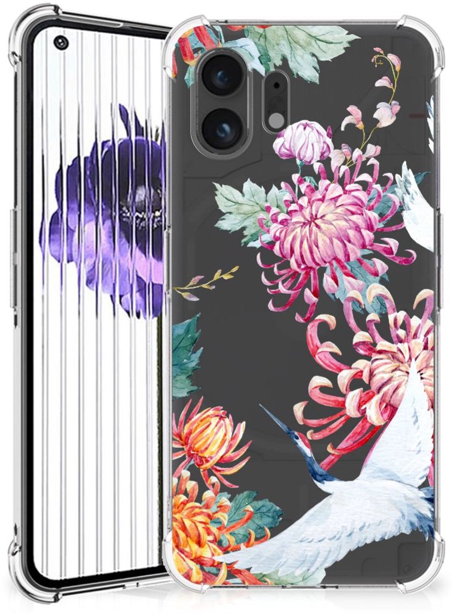 TPU Case Anti-Shock voor Nothing Phone (2) Case Anti-shock Bird Flowers