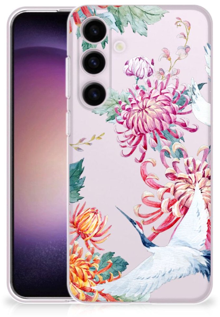 Samsung Galaxy S24 TPU Hoesje Bird Flowers