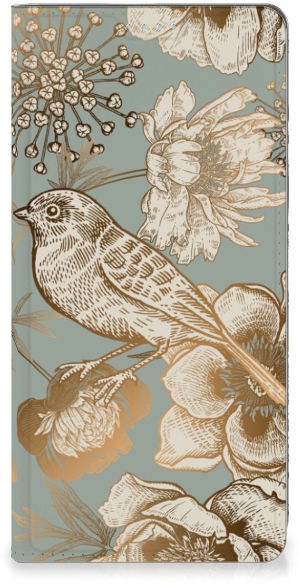 Smart Cover voor Motorola Moto G72 Vintage Bird Flowers