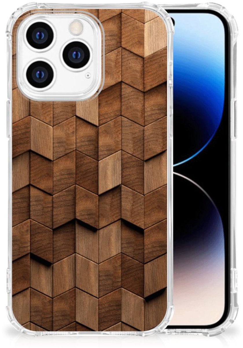 Stevig Telefoonhoesje voor iPhone 14 Pro Wooden Cubes