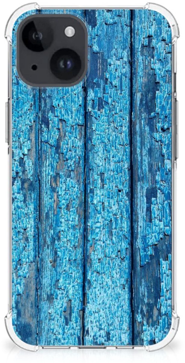 iPhone 15 Plus Stevig Telefoonhoesje Wood Blue