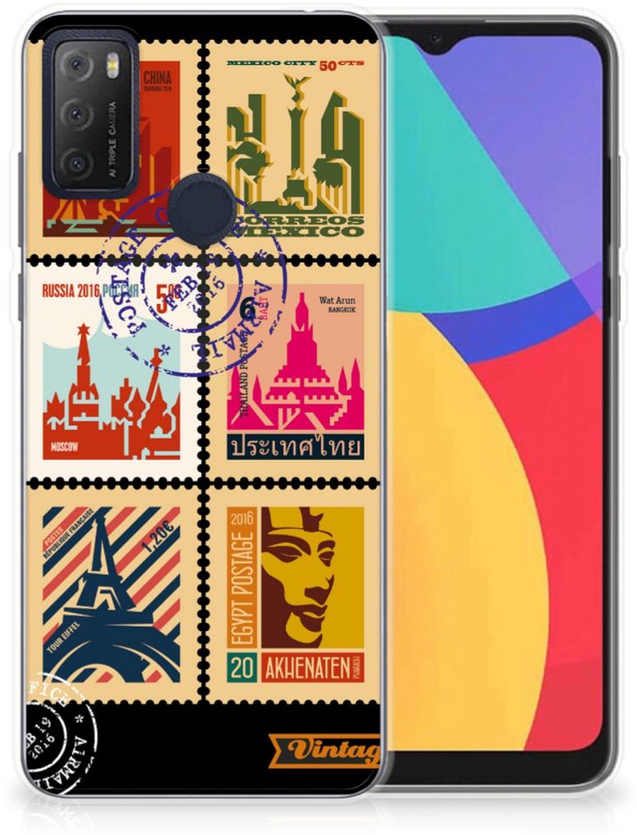 Alcatel 1S (2021) Siliconen Back Cover Postzegels