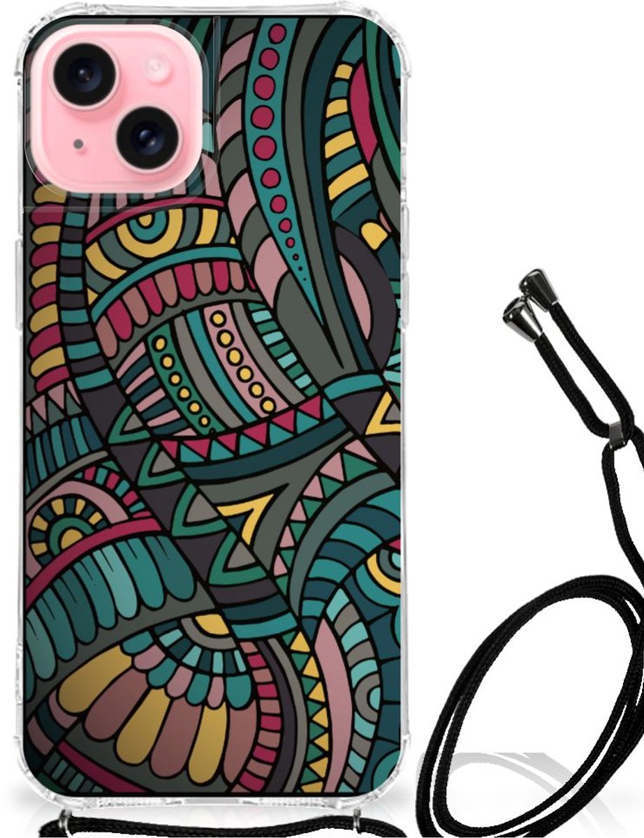 iPhone 15 Plus Doorzichtige Silicone Hoesje Aztec