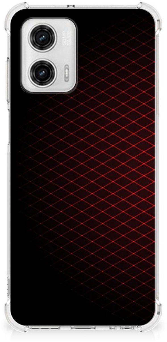 Motorola Moto G73 Doorzichtige Silicone Hoesje Geruit Rood