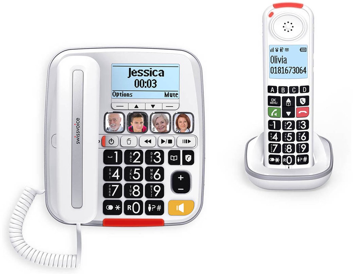 Swissvoice Xtra3355S Combo BNL - Senioren huistelefoon met Draadloze Dect telefoon