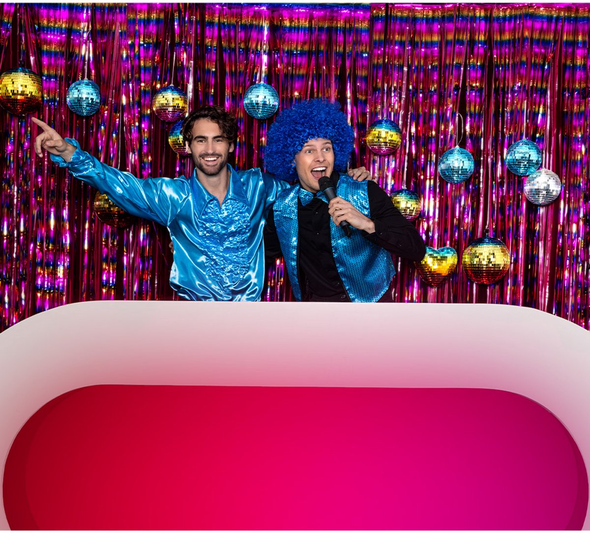 Boland - Pruik Groove blauw Blauw - Afro - Kort - Unisex - Danser/danseres - 70's, 80's & 90's - Disco — afbeelding 2