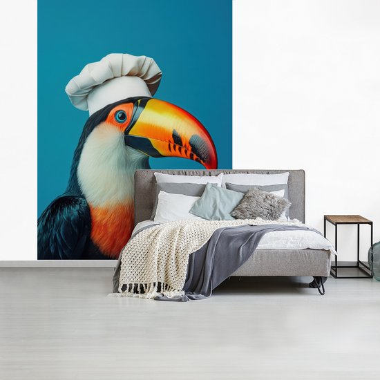 Behang - Fotobehang Toekan - Papegaai - Vogel - Koksmuts - Breedte 160 cm x hoogte 220 cm