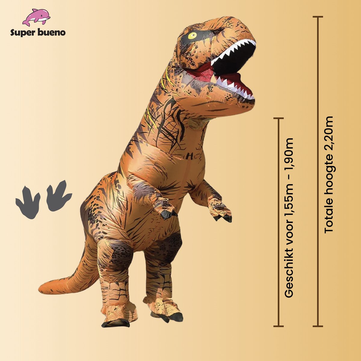 Super Bueno Opblaasbaar T-rex Dinosaurus pak - Dinopak voor volwassenen — afbeelding 2
