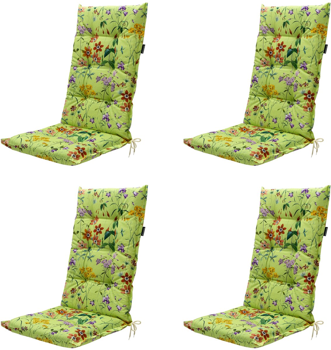 Madison - Tuinstoelkussen Hoge Rug Milly green - Ca. 123x50 cm - Set van 4