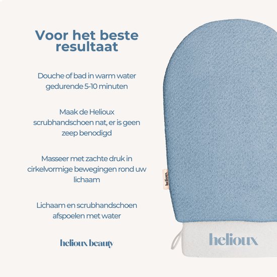 Helioux® Scrub Handschoen Blauw - Exfoliating Glove - Scrub Washand Voor Lichaam & Gezicht - Verwijderen Van Dode Huidcellen of Zelfbruiner - Blauw - Blue - Extra Large