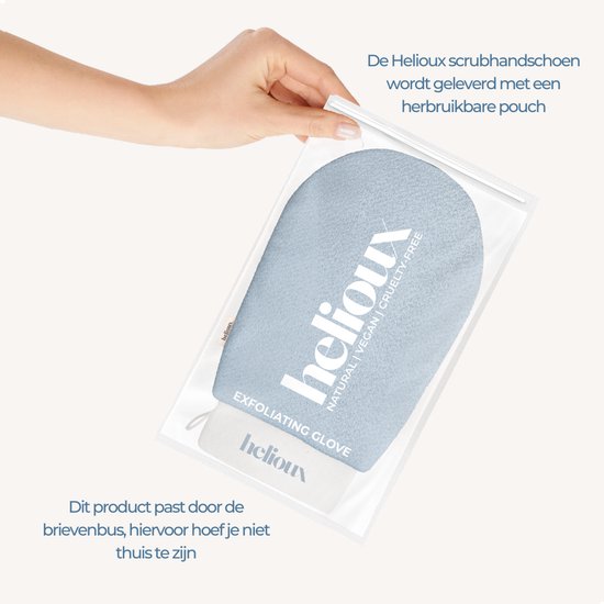 Helioux® Scrub Handschoen Blauw - Exfoliating Glove - Scrub Washand Voor Lichaam & Gezicht - Verwijderen Van Dode Huidcellen of Zelfbruiner - Blauw - Blue - Extra Large