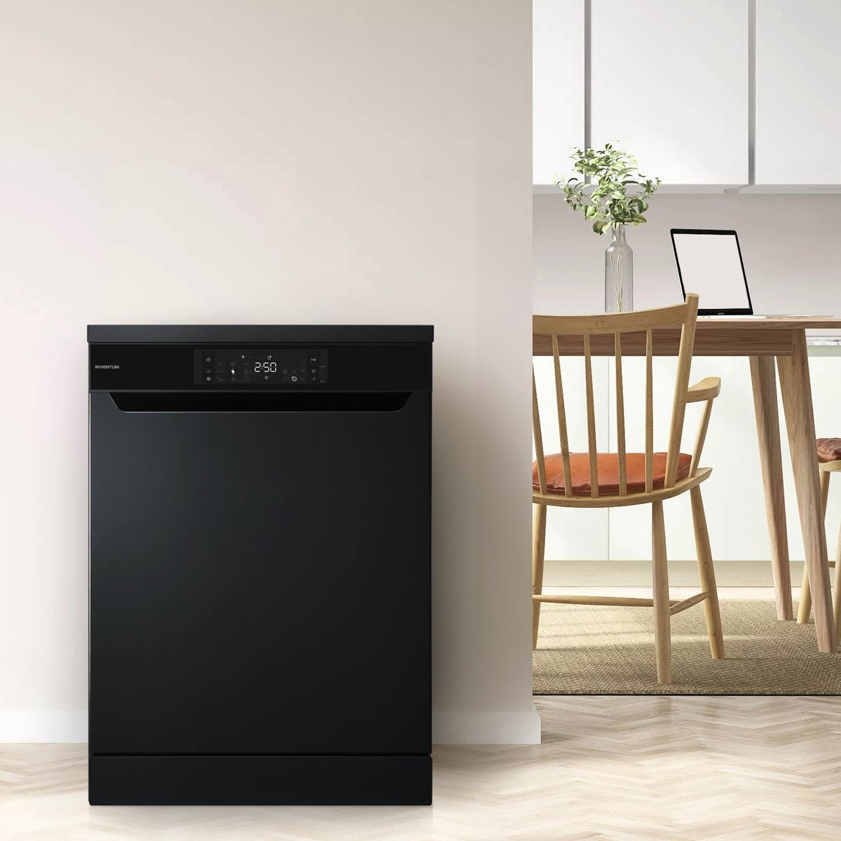 Inventum VVW6060AB energiezuinige vaatwasser - 14 couverts - Verstelbare bovenkorf - Besteklade-Bestekmand - Stil: 42 dB - 9 programma’s - Deur opent automatisch - Startuitstel - Energielabel A - Vrijstaand - Matzwart — afbeelding 3