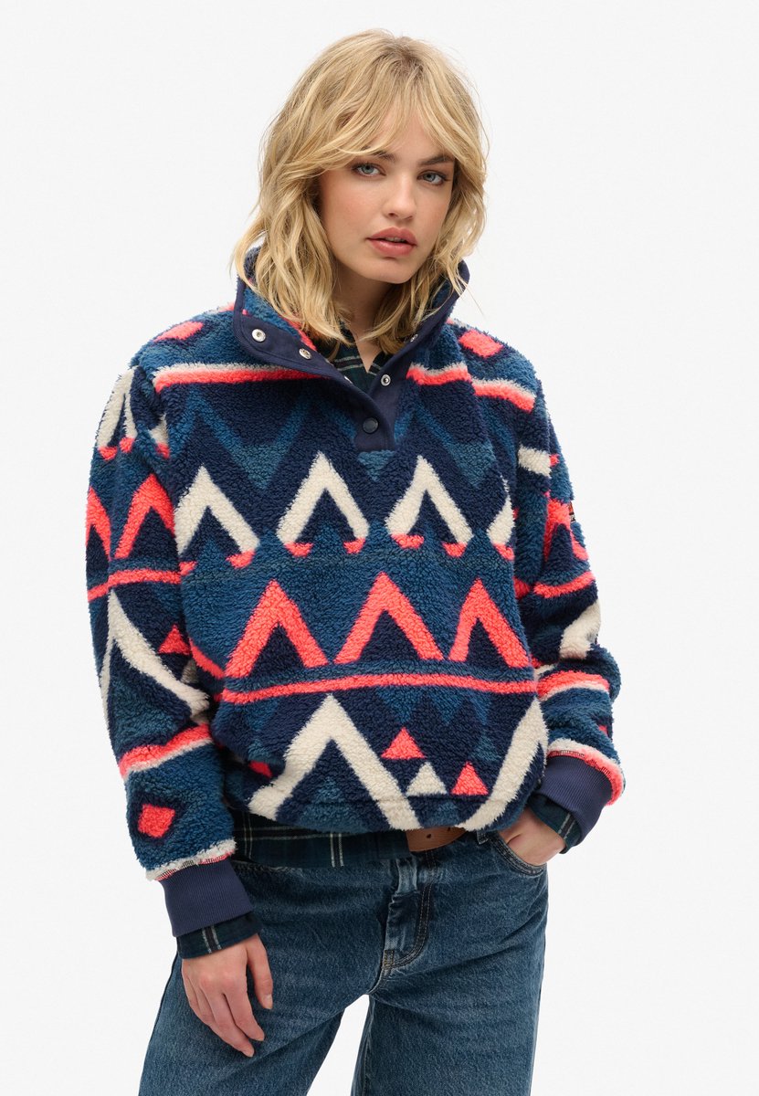 Superdry Superzachte kraagloze trui met print Dames Truien Marineblauw