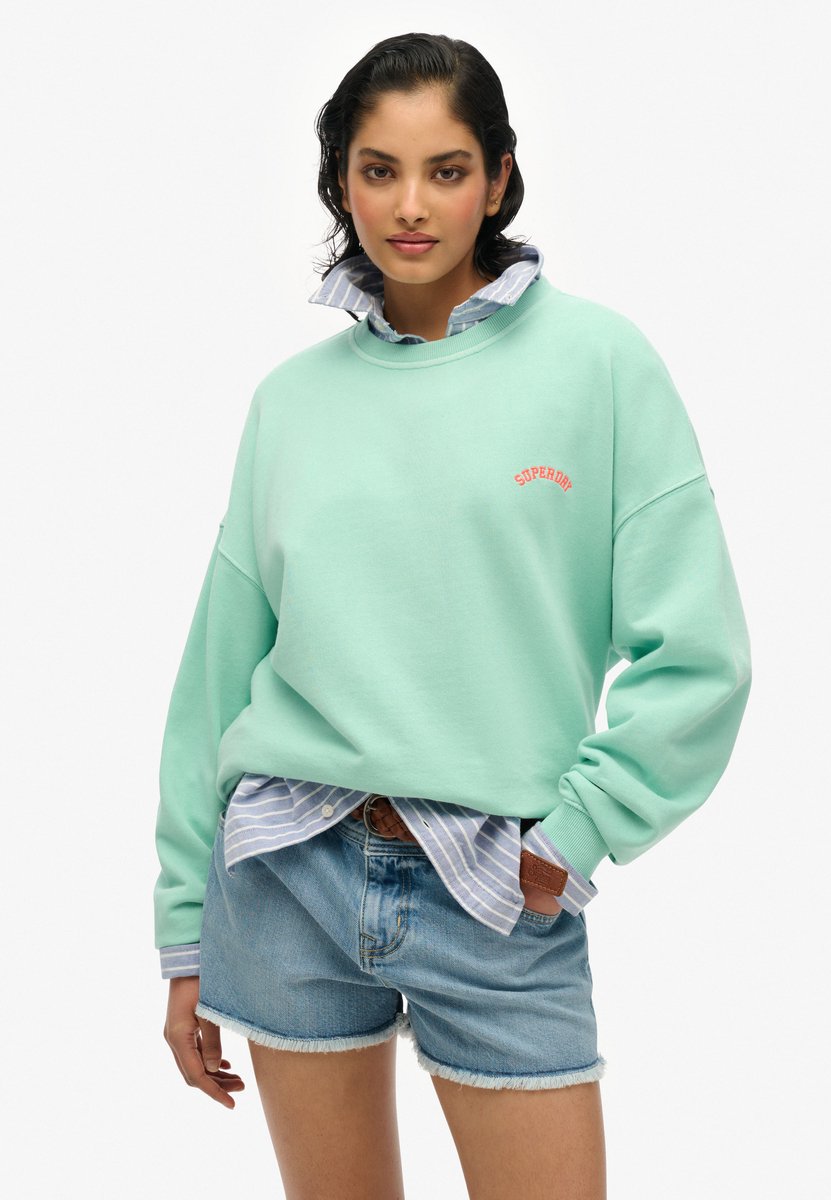 Superdry Essential Logo sweatshirt met ronde hals en relaxte pasvorm Dames Truien Groen