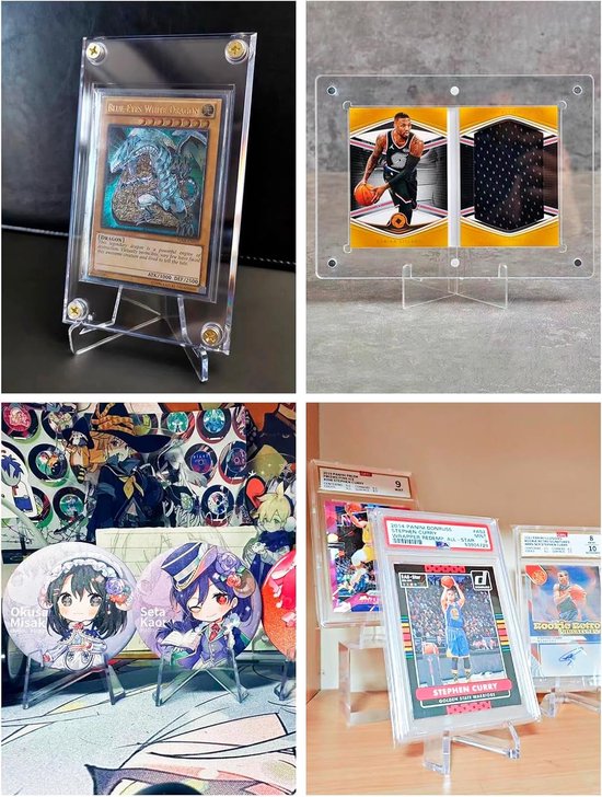 Coin Display - 24 Stuks - Munt Standaard - Kaart Houder - Houder Geschikt Voor Kaarten - Kaarten Houder - Munten Standaarden - Transparant - Visitekaarthouder - Munten Houder - Kaartenrek - Kaarthouder - geschikt Voor Pokemon Top Loader