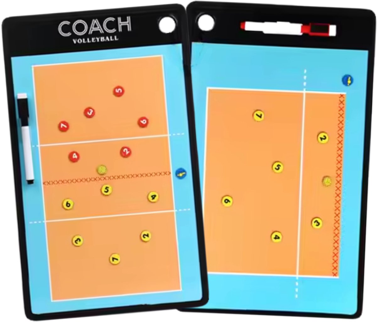 Coachbord volleybal - INCLUSIEF Magneten en stiften - tacktiekbord - coachbord - volleybal - coachmap volleybal - tacktiekbord volleybal