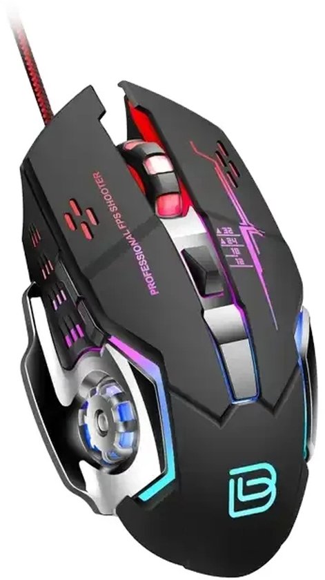 Vitalify® G8 Bedrade Gaming Muis – 3200 DPI, RGB Verlichting, 6 Knoppen – Ergonomisch & Snel voor PC, Mac & Laptop