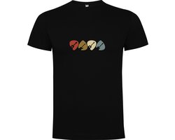 Zwart T-Shirt met Kleurrijke print “ Gitaren – Plectrum – Muziek – Good Vibes “ Print Full Color Maat 4XL