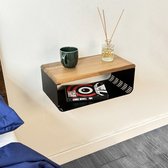 Bijzettafel met 3 niveaus industriële stijl stevig stalen frame honingbruin en zwart