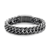 Frank 1967 7FB-0498 Heren Armband - Gourmette Schakel - 15 mm - Aged Look - 23 cm - Zilverkleurig