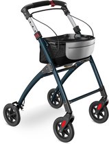ELONEO Lichtgewicht Rollator voor Binnen - 54 cm Breed, Opvouwbaar Looprek met Dienblad en Stoffen Mandje, Smalle Rollator van Aluminium, Inklapbaar Mobiliteitshulpmiddel, Antraciet