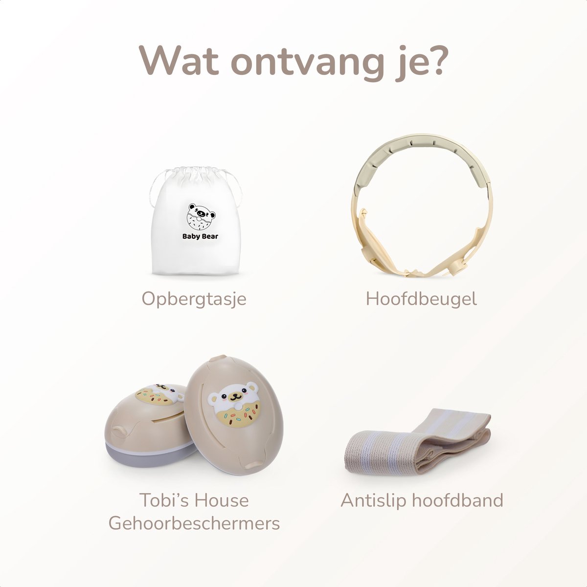 Tobi's House Gehoorbescherming Baby & Kind - Geluidsdempende Koptelefoon - Oorkappen Kinderen - Oorbeschermers Baby - Gehoorbescherming Kinderen - Gehoorbeschermers - 25 dB - Verstelbaar - Beige – foto 8