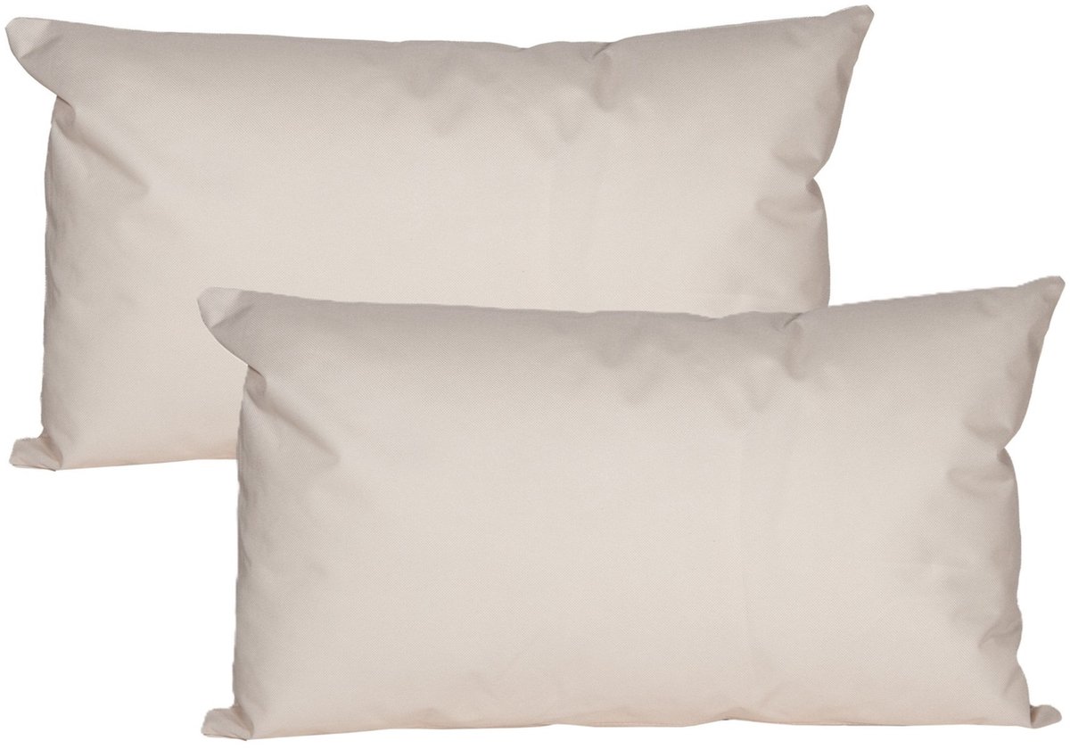 Anna's collection Buiten of tuin sier kussens - 2x - zand/beige - 30 x 50 cm - binnen/buiten - zitkussens tuinstel