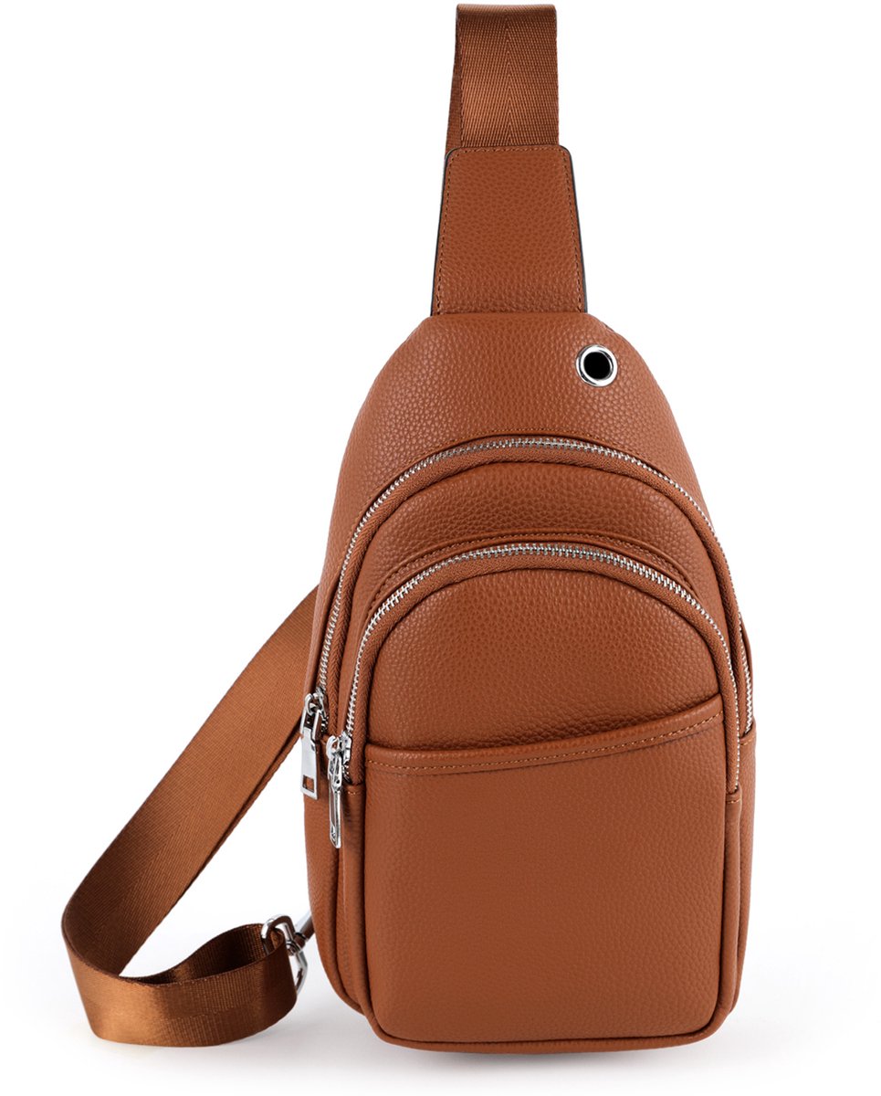 TAN.TOMI Crossbody Tas- Schoudertas - Heren en Dames - Sling Bag - Anti Diefstal Borsttas - Bruin