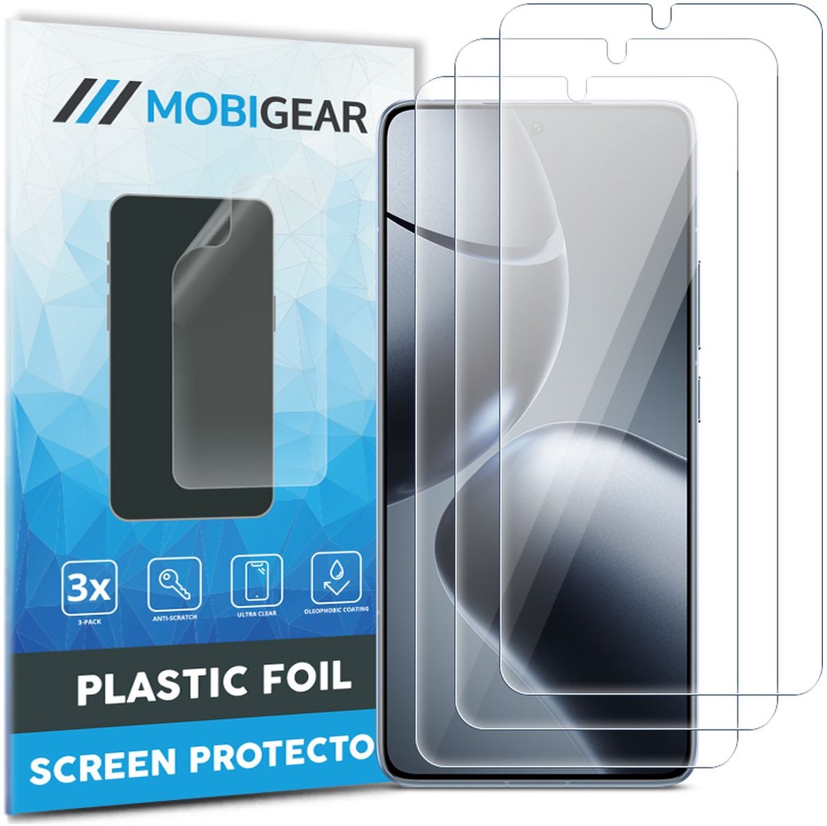 Mobigear Screenprotector geschikt voor Xiaomi 14T Pro | Mobigear Screenprotector Folie - Case Friendly (3-Pack)