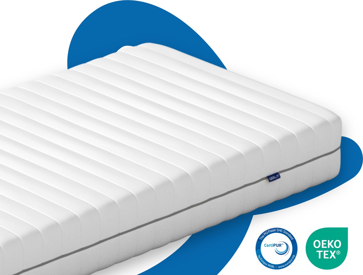 Akkon® Koudschuim Matras 90x180 - 14 cm dik | Orthopedisch - Hybrid Koudschuim - Premium kwaliteit - 50 nachten proefslapen Wit