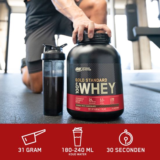Optimum Nutrition Gold Standard 100% Whey Protein - Strawberry - Proteine Poeder - Eiwitshake - 300 gram (10 servings) van Optimum Nutrition Gold — afbeelding 2