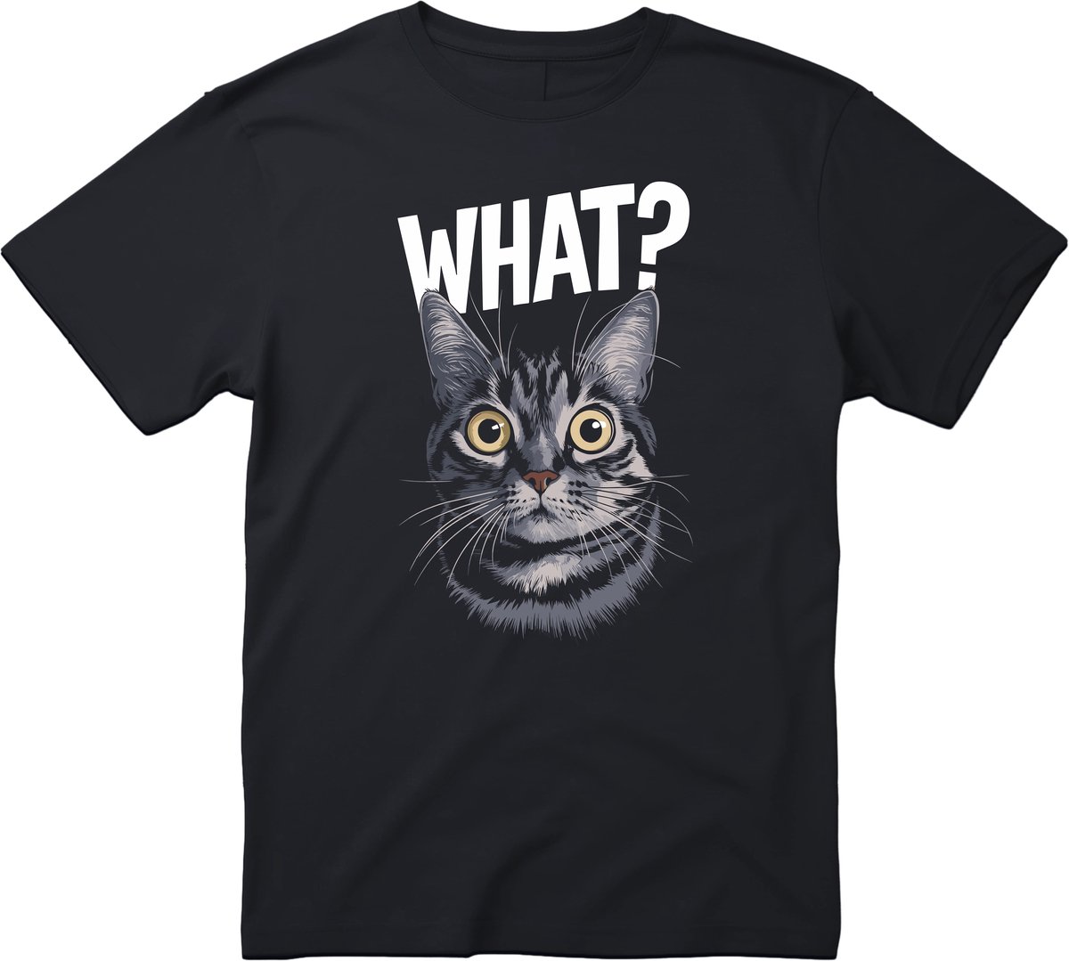 WHAT? T-shirt - Heren Dames Uniseks - cadeau - Kat - Cat - Grappige T-shirt’s - Origineel Cadeau - Zwart - Funny - Grappig - Maat XL