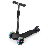 LifeGoods HappyStep - Kinderstep - Step 2-5 Jaar - 3 Lichtgevende LED Wielen - Hoogte Verstelbaar - Jongens/Meisjes - Zwart