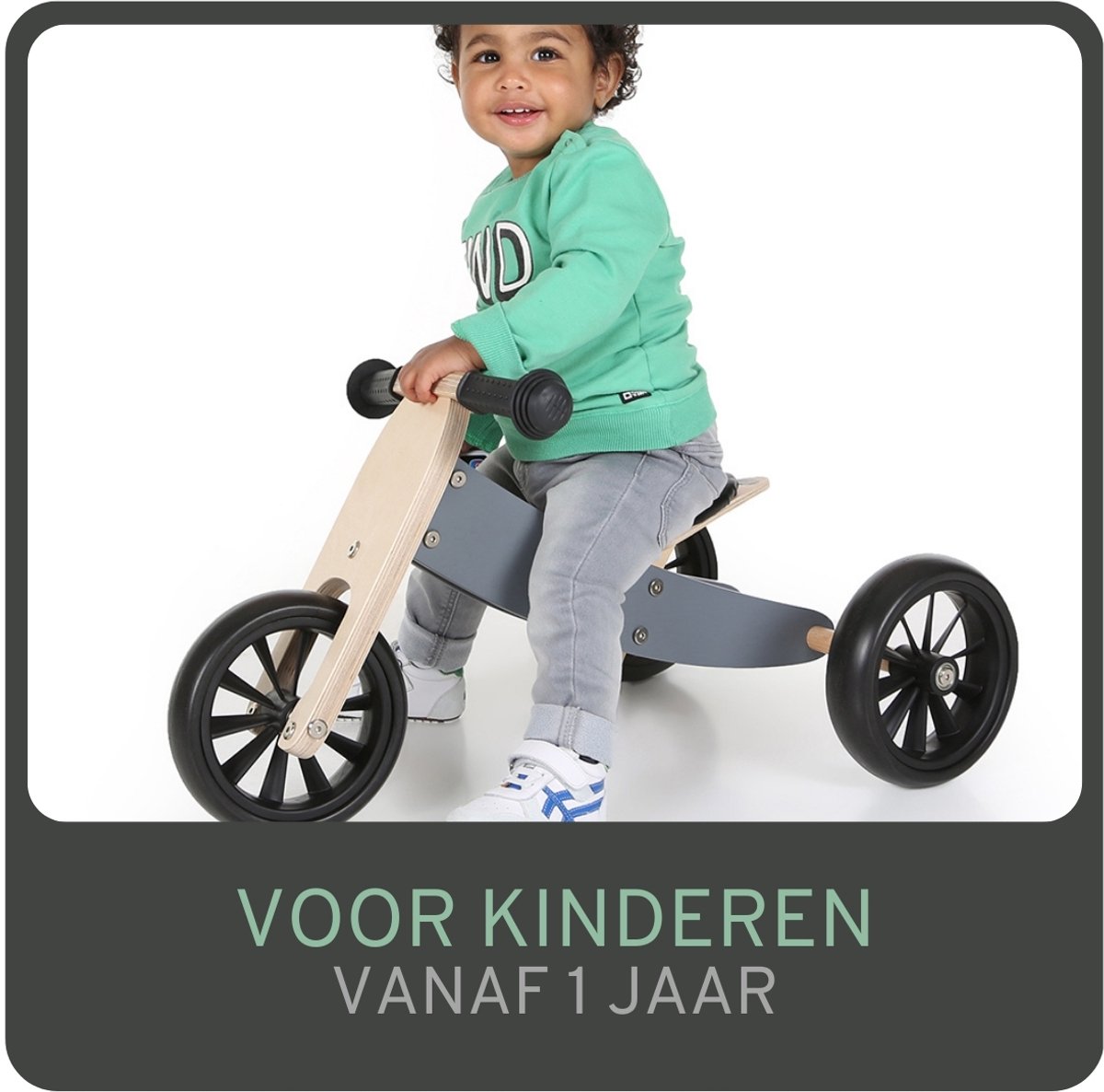 Bandits & Angels Smart Bike Loopfiets Hout 4-in-1 Grijs vanaf 1 jaar - Voor Jongens en Meisjes - Houten Loop Fiets - Omkeerbaar in Driewieler en Tweewieler - Verstelbaar Zadel — afbeelding 7