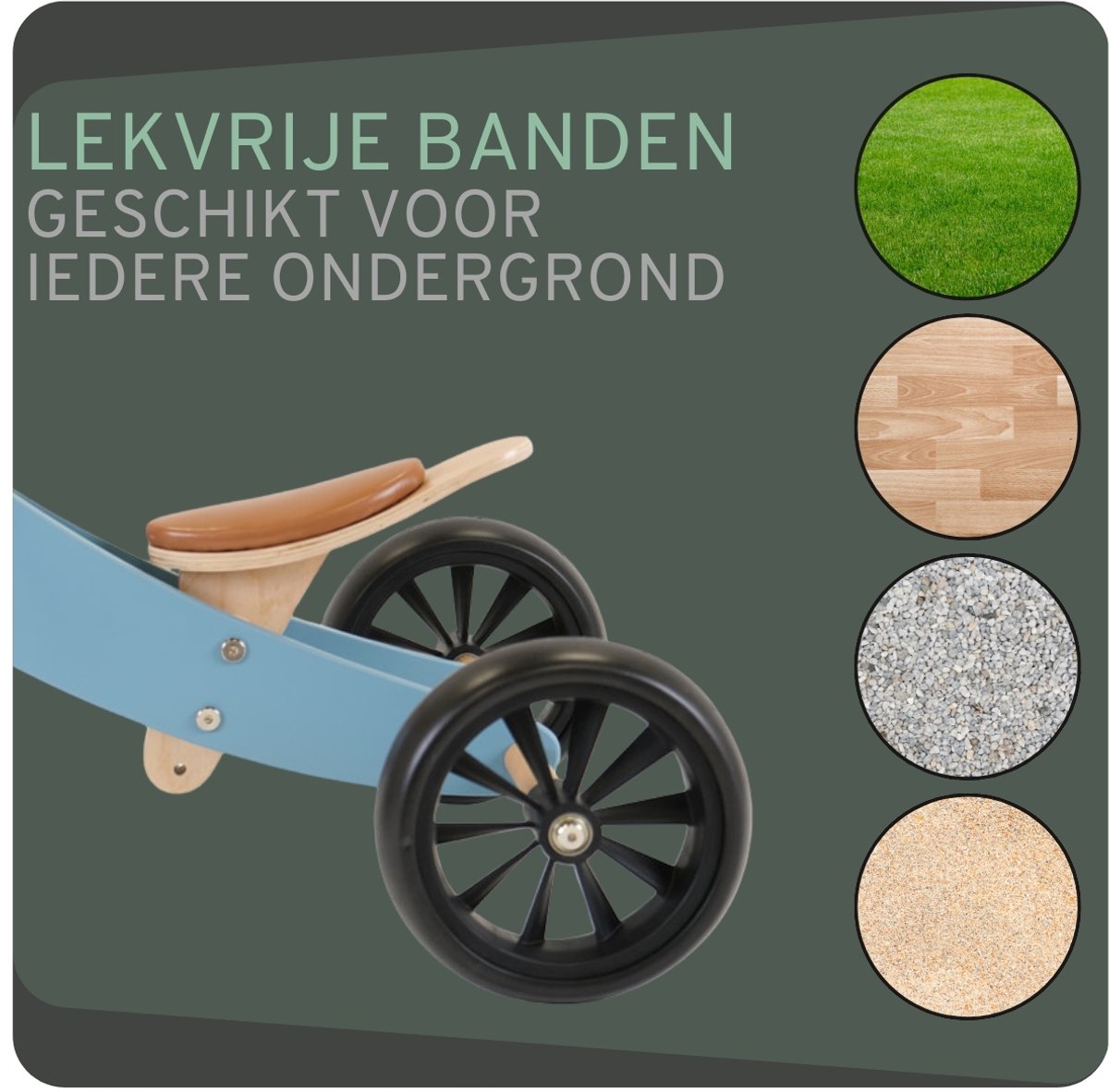 Bandits & Angels Smart Bike Loopfiets Hout 4-in-1 Petrol Blauw vanaf 1 jaar - Voor Jongens en Meisjes - Houten Loop Fiets - Omkeerbaar in Driewieler en Tweewieler - Verstelbaar Zadel — afbeelding 2