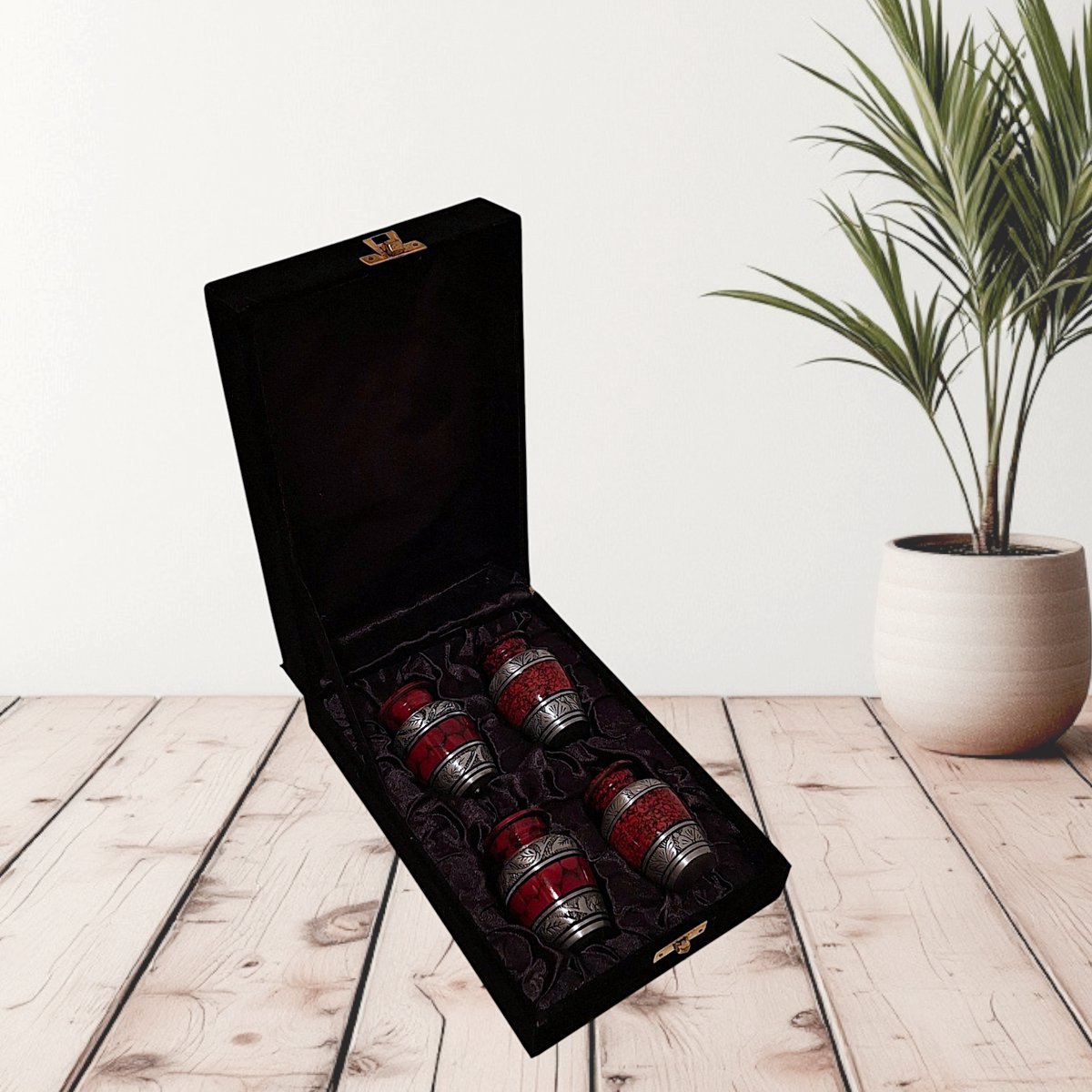 Exclusieve set van 4 mini-urnen (keepsakes) - rood