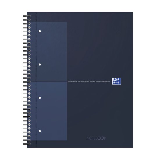 Cahier Oxford International A4+ quadrillé 5 mm 4 trous 80 feuilles couverture cartonnée robuste 30 ans bleu
