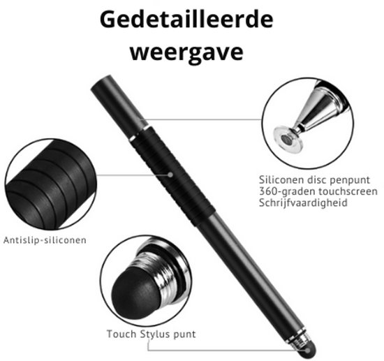 DrPhone SX Pro V7 Stylus Pen met Zijgrip + Disc Capacitief & Touch Stylus Rubber Punt -Geschikt voor o.a. voor Tablets / Telefoons - Universeel - Zilver van DrPhone — afbeelding 4