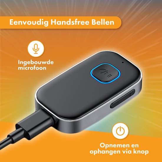 Bluetooth Receiver - 16 uur draadloos - BT 5.0 - 3.5MM AUX - Bluetooth Ontvanger - Bluetooth Receiver Auto van Merkloos — afbeelding 2