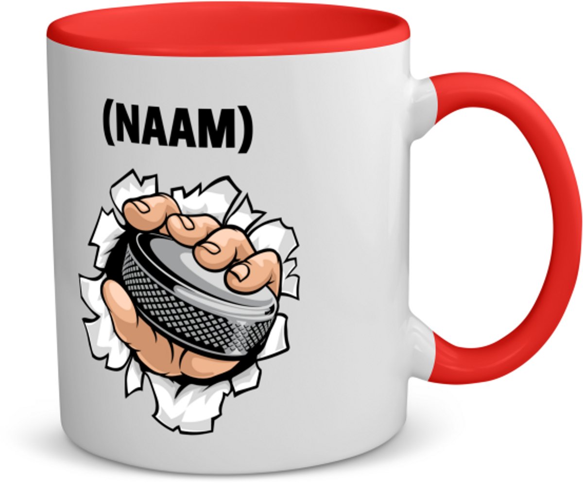 Akyol - ijshockey met eigen naam koffiemok - theemok - rood - Sport - ijshockeyer - sport - 350 ML inhoud