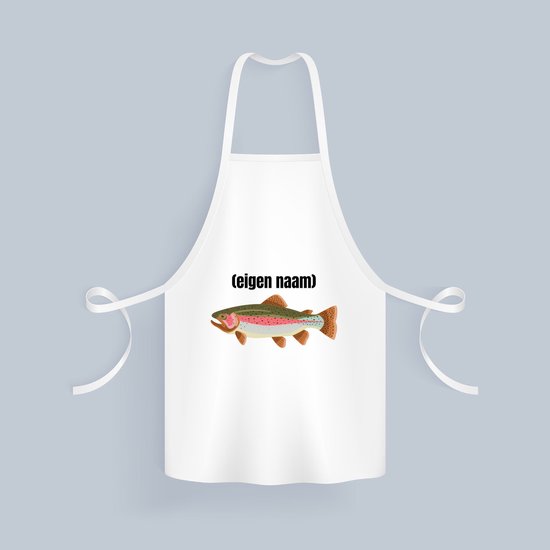 Akyol - vis met eigen naam Keukenschort - Vis - vissen liefhebbers - iemand die houdt van vissen - verjaardag - cadeau - kado - 82 bij 71 cm