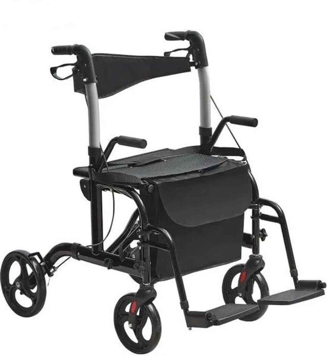 Rollator - Rolstoel Lichtgewicht Opvouwbaar - Rolstoel Opvouwbaar - 2 in 1 - Wandelaar en Rolstoel - Aluminium Mobiliteit Wandelaar voor Senioren - Rood