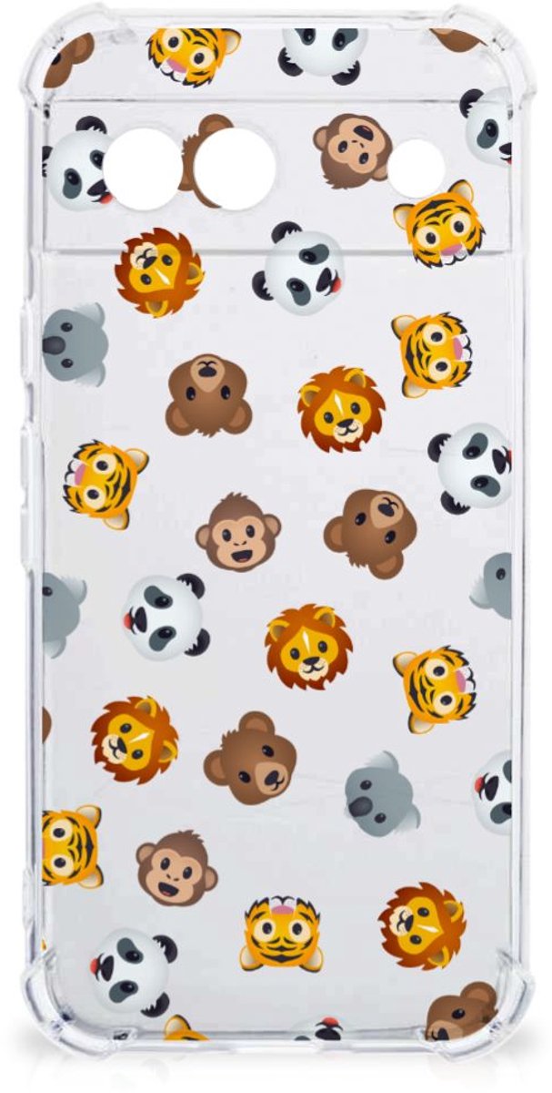 Doorzichtige Silicone Hoesje voor Google Pixel 8A Dieren Emojis