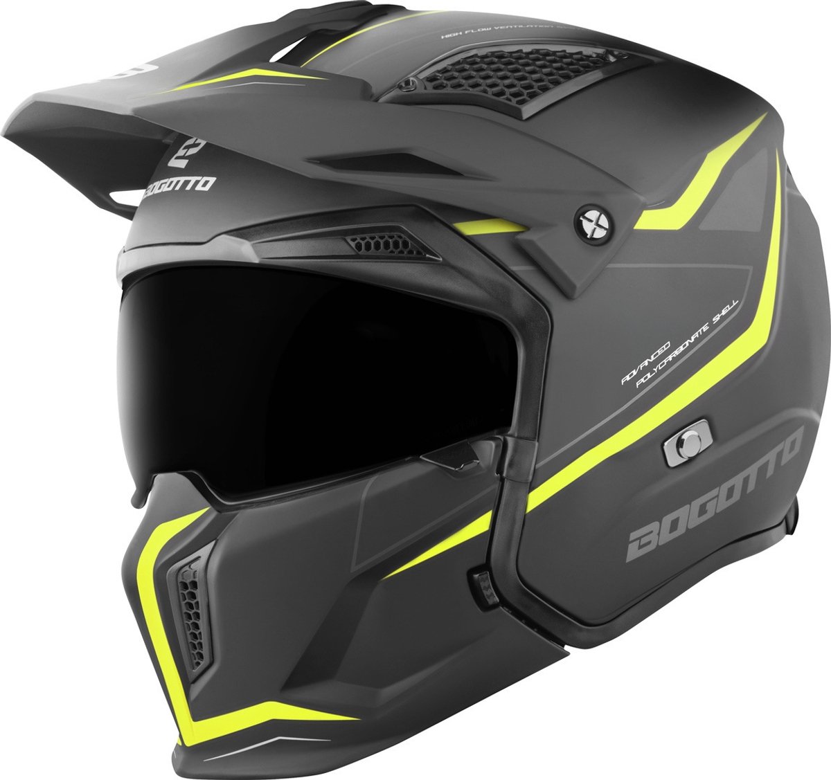 Bogotto Radic WN-ST 22.06 Zwart Geel Jethelm - Maat XXL - Helm