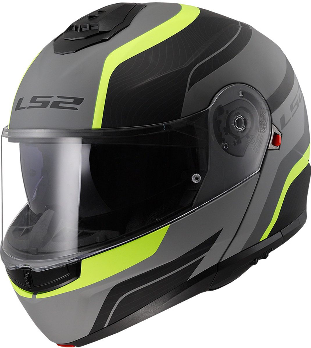 LS2 Helm Strobe II Monza FF908 mat zwart / fluor geel maat XXXL