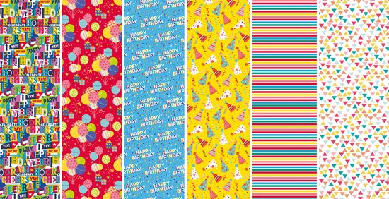 Papier cadeau anniversaire - 70 x 200 cm - 5 rouleaux