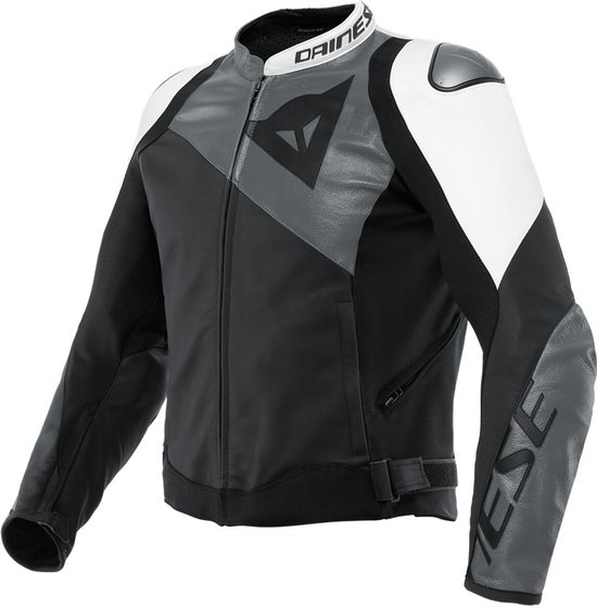 Dainese Sportiva Leren Jas Zwart Mat Antraciet Wit - Maat 46 - Jas